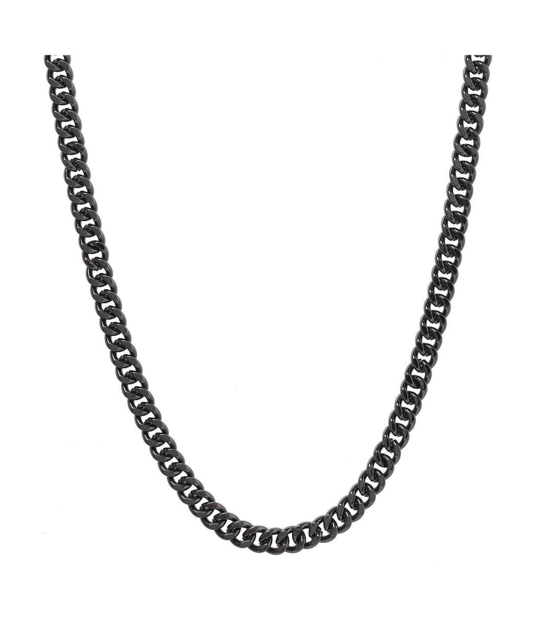 Metal Curb Chain Necklace One Size Gunmetal Fabric-2