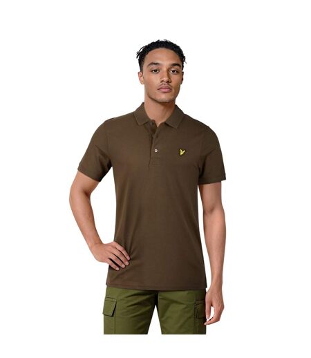 Polo Uni Manches Courtes En Coton Bio Homme Kaki Lyle & Scott