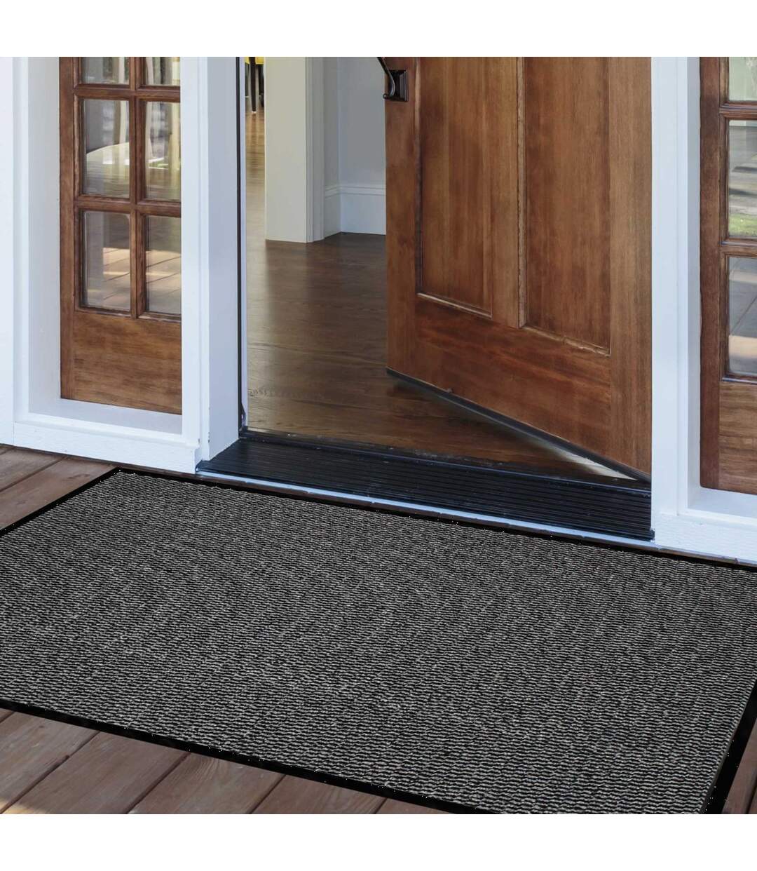 Tapis d'Entrée Anti-Poussière Julius 80x120cm Noir & Gris-4