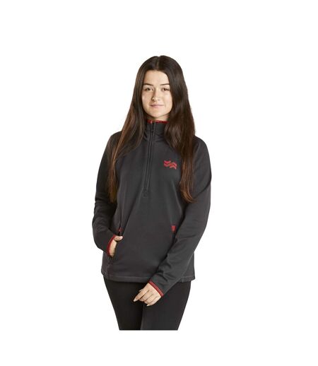 Womens/ladies half zip fleece top grey/merlot Firefoot