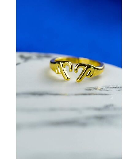 925 Silver Gold Hand Heart Couple Love Adjustable Stackable Ring