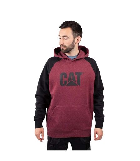 Mens Hooded Raglan Sweatshirt Carmenere Heather Black CAT Lifestyle