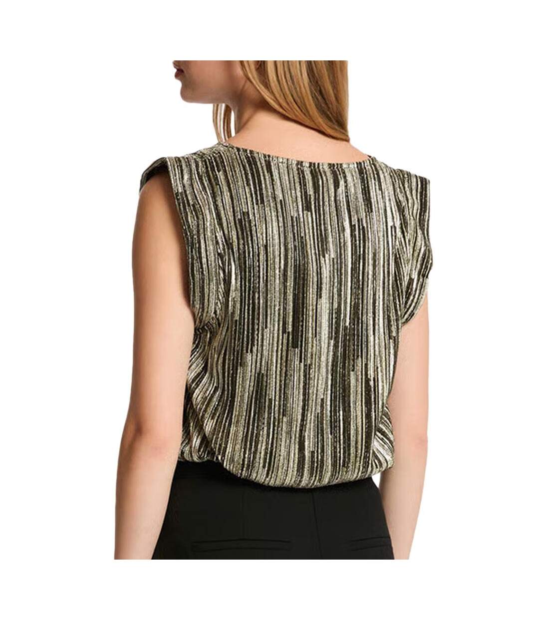 T-Shirt noir/doré femme morgan plisse foil-2
