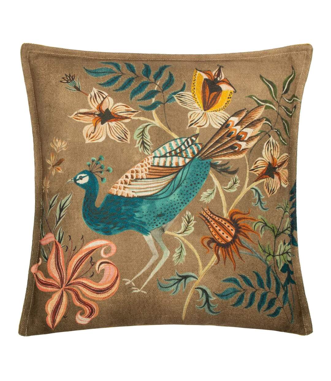 Holland park peacock cushion cover 43cm x 43cm saffron Wylder