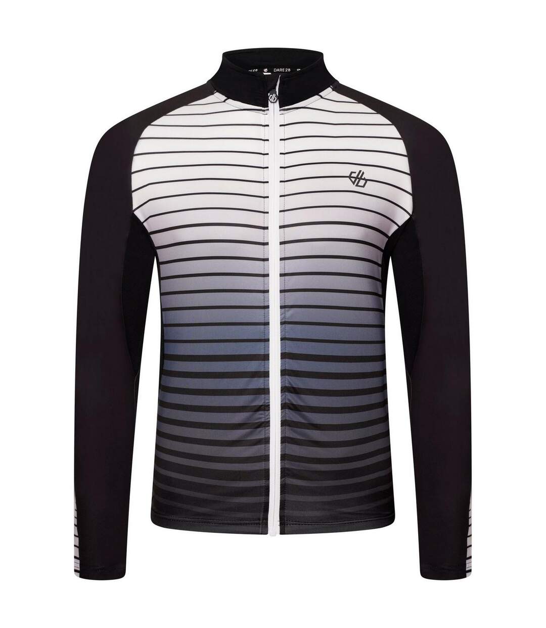 Mens Horizontal Stripe Mock Neck Slim Athletic Track Top Black Dare 2B-1