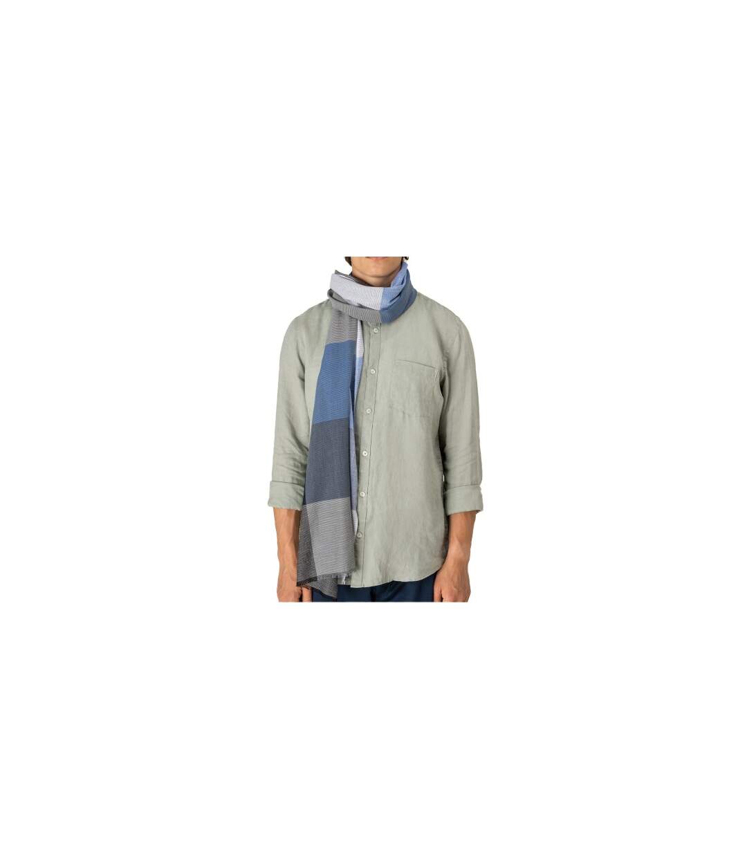 Écharpe Motif/style À Carreaux Adulte Taille Unique Gris Bleu Spasso-1