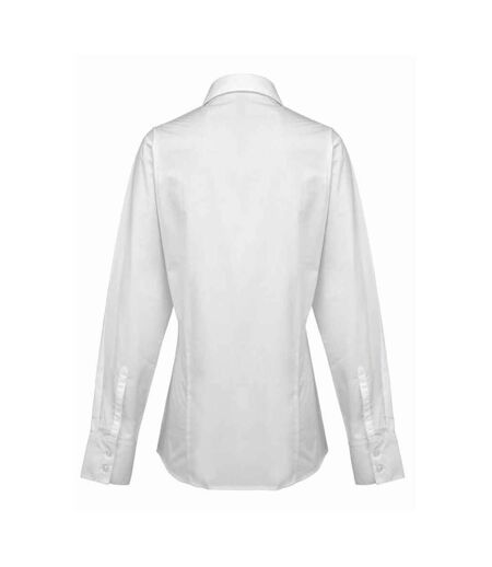 Womens/ladies Supreme Poplin Long-sleeved Formal Shirt White Premier