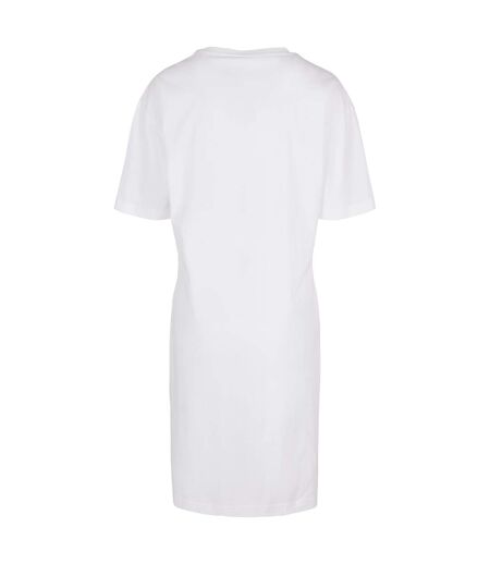 Womens/ladies Organic Robe T-shirt Surdimensionnée À Ourlet Fendu Blanc Build Your Brand
