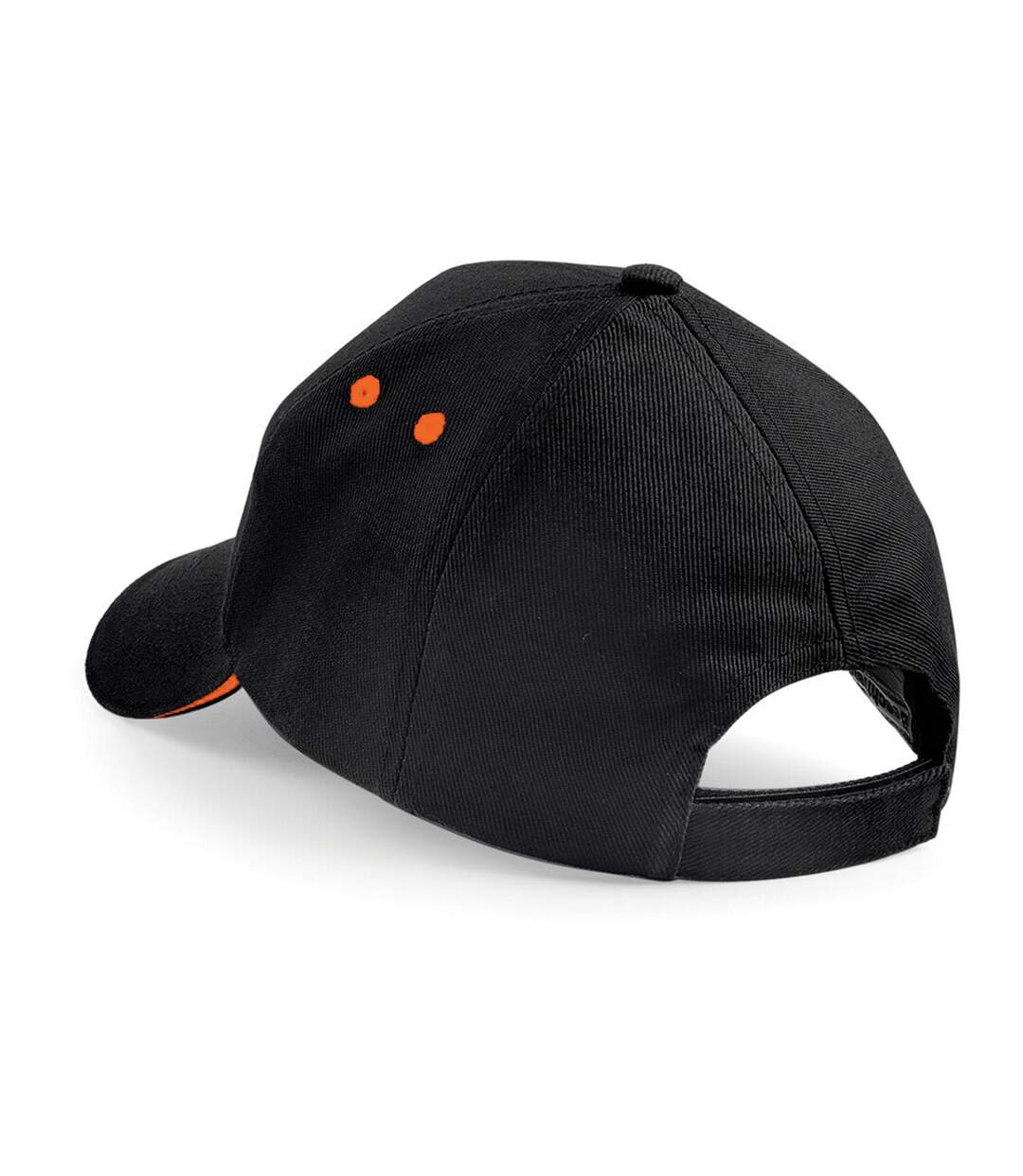 Beechfield Unisex Ultimate 5 Panel Contrast Baseball Cap With Sandwich Peak / Headwear (Black/Orange) - UTRW222-4