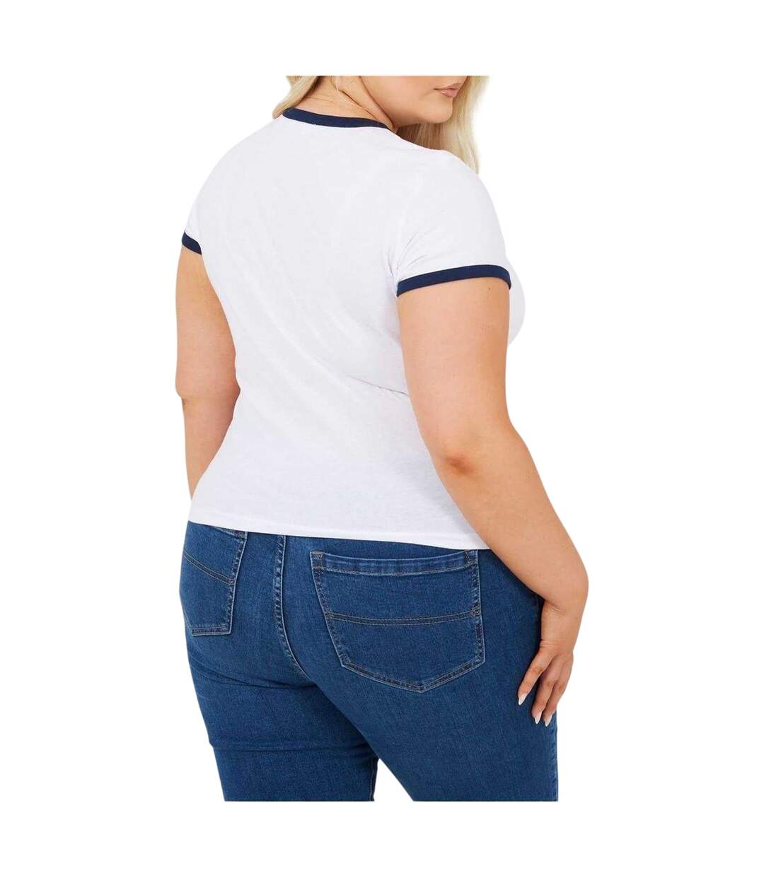 T-shirt Motif/style Détail Contrasté Femme Blanc Bleu Marine Brave Soul-3