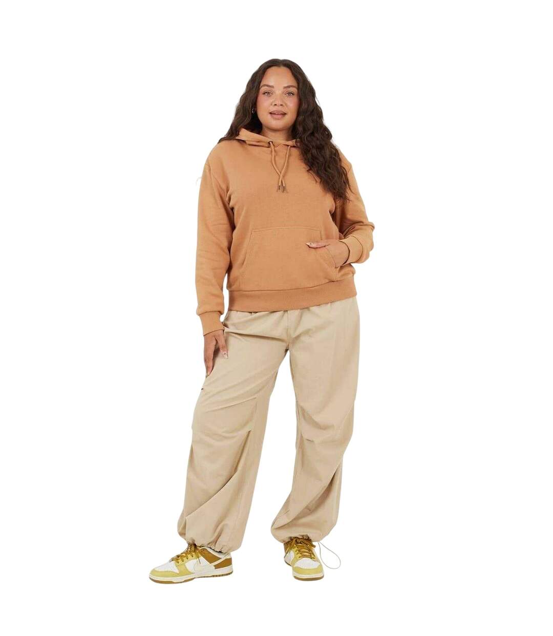 Sweat À Capuche Manches Longues Motif/style Uni Femme Marron Clair Brave Soul-1