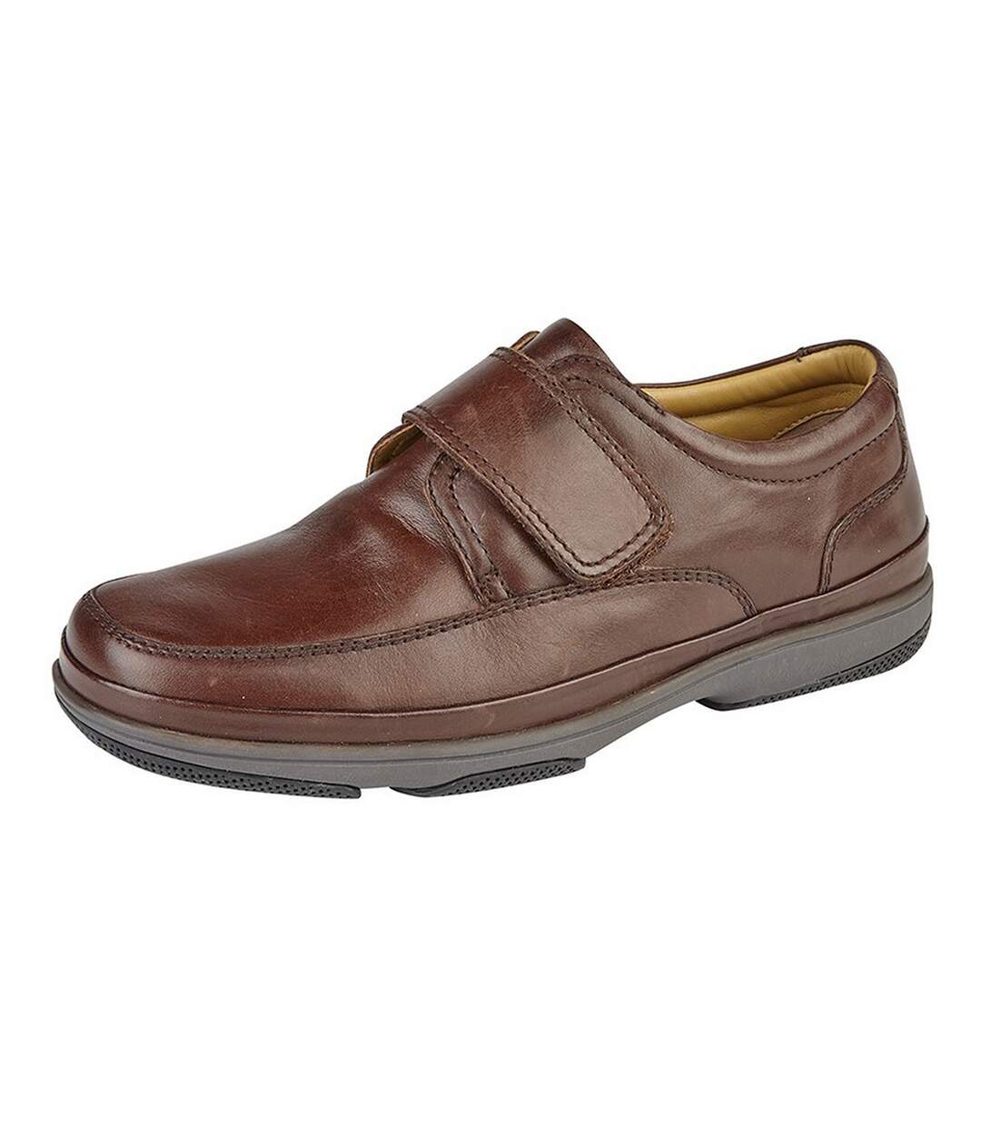 Roamers Mens Leather Wide Fit Touch Fastening Casual Shoes (Brown) - UTDF1692