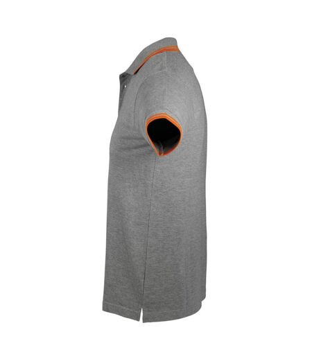 Polo Manches Courtes Pasadena Homme Gris Chiné Orange SOLS