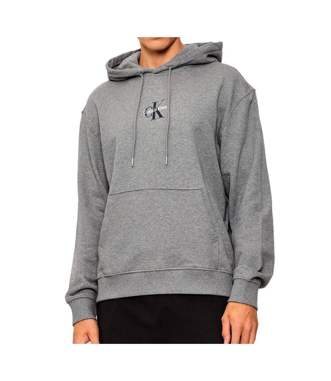 Sweat à capuche gris homme calvin klein jeans  350 terry micro-1