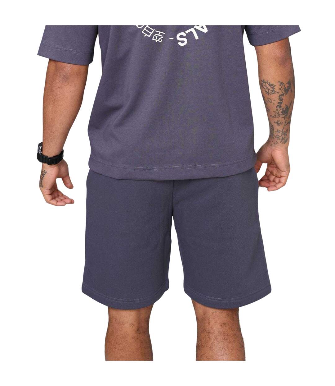 Mens Fleece Circle Sweat Shorts Thunder Grey Blank Essentials-4