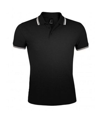 Polo manches courtes pasadena homme noir/blanc SOLS