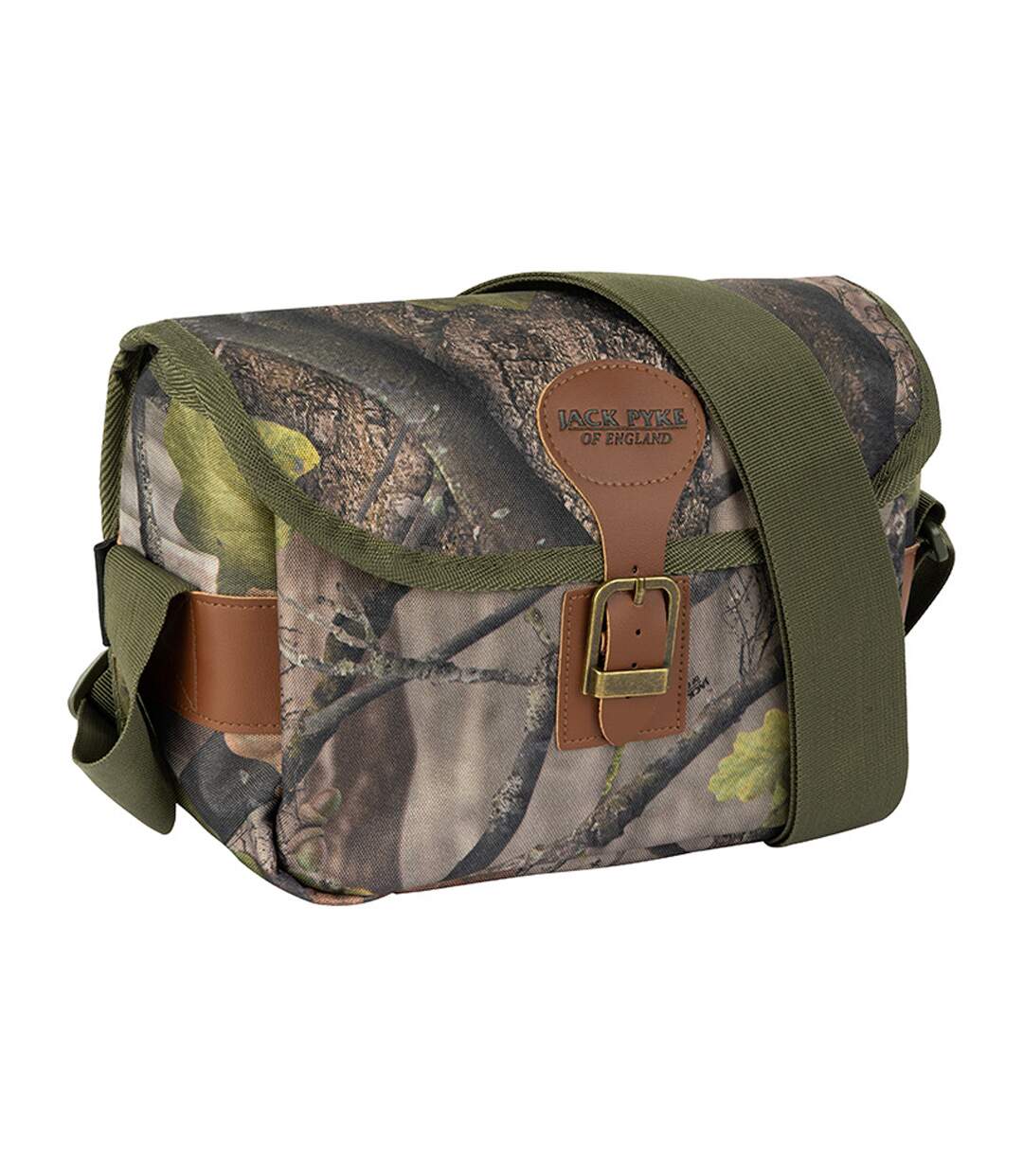 Oak Leaf Leather Trim Camo Cartridge Bag One Size Oak Camo Jack Pyke-4