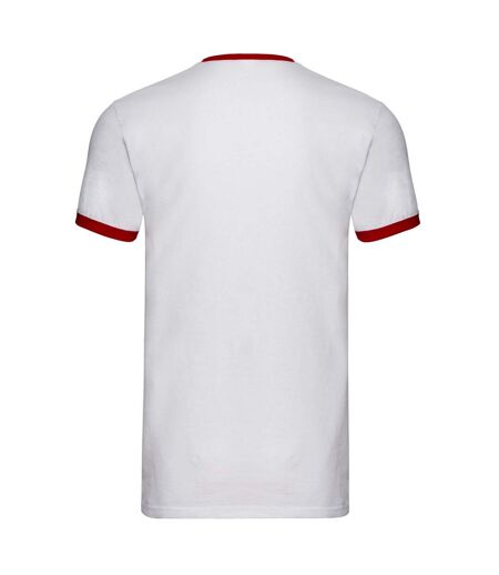 Unisex adult ringer t-shirt white/red Fruit of the Loom