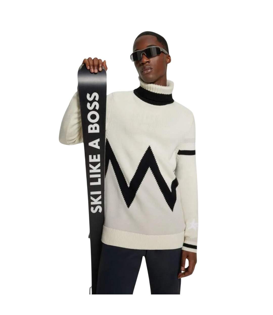 Sweat Ski Motif/style Géométrique Homme Beige Clair Boss-4