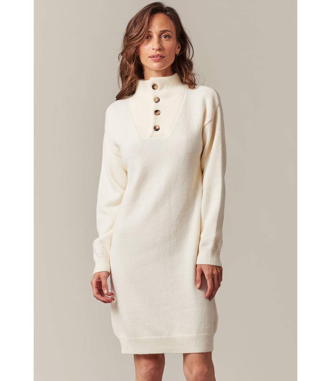 Robe pull à col boutonné pour femme HANIA