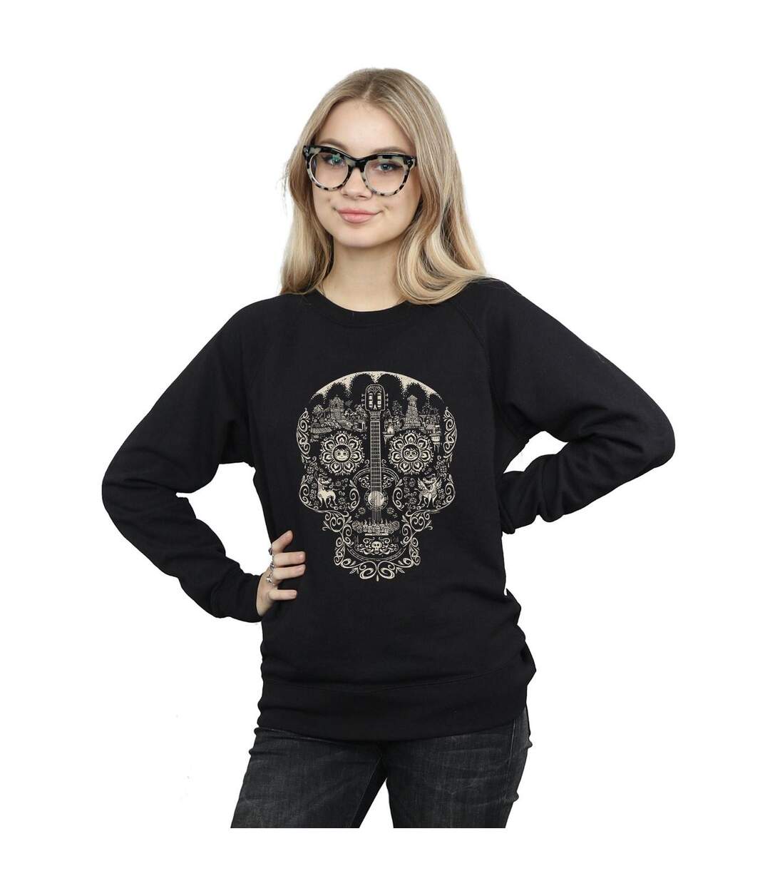 Disney - Sweat COCO SKULL MONO PATTERN - Femme (Noir) - UTBI12193-2
