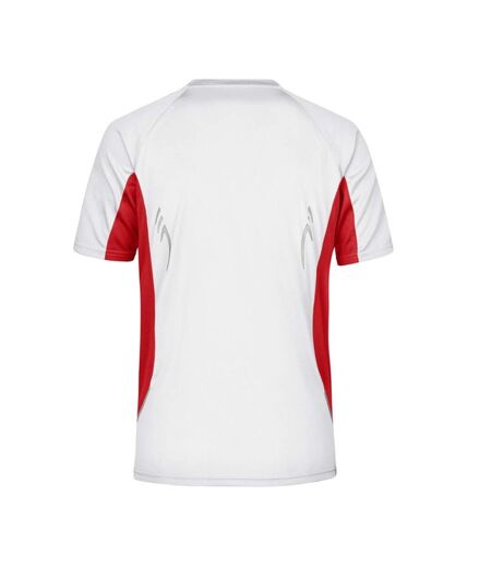 T-shirt Course À Pied Homme Blanc Rouge James And Nicholson