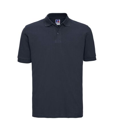 Mens classic cotton pique polo shirt french navy Russell