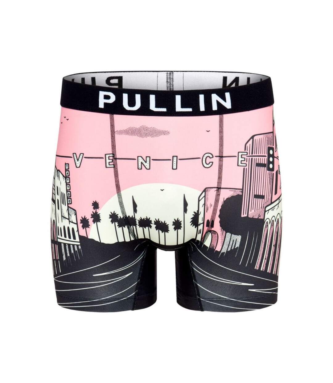 PULL IN Boxer Long Homme Microfibre VENICE23 Rose Noir