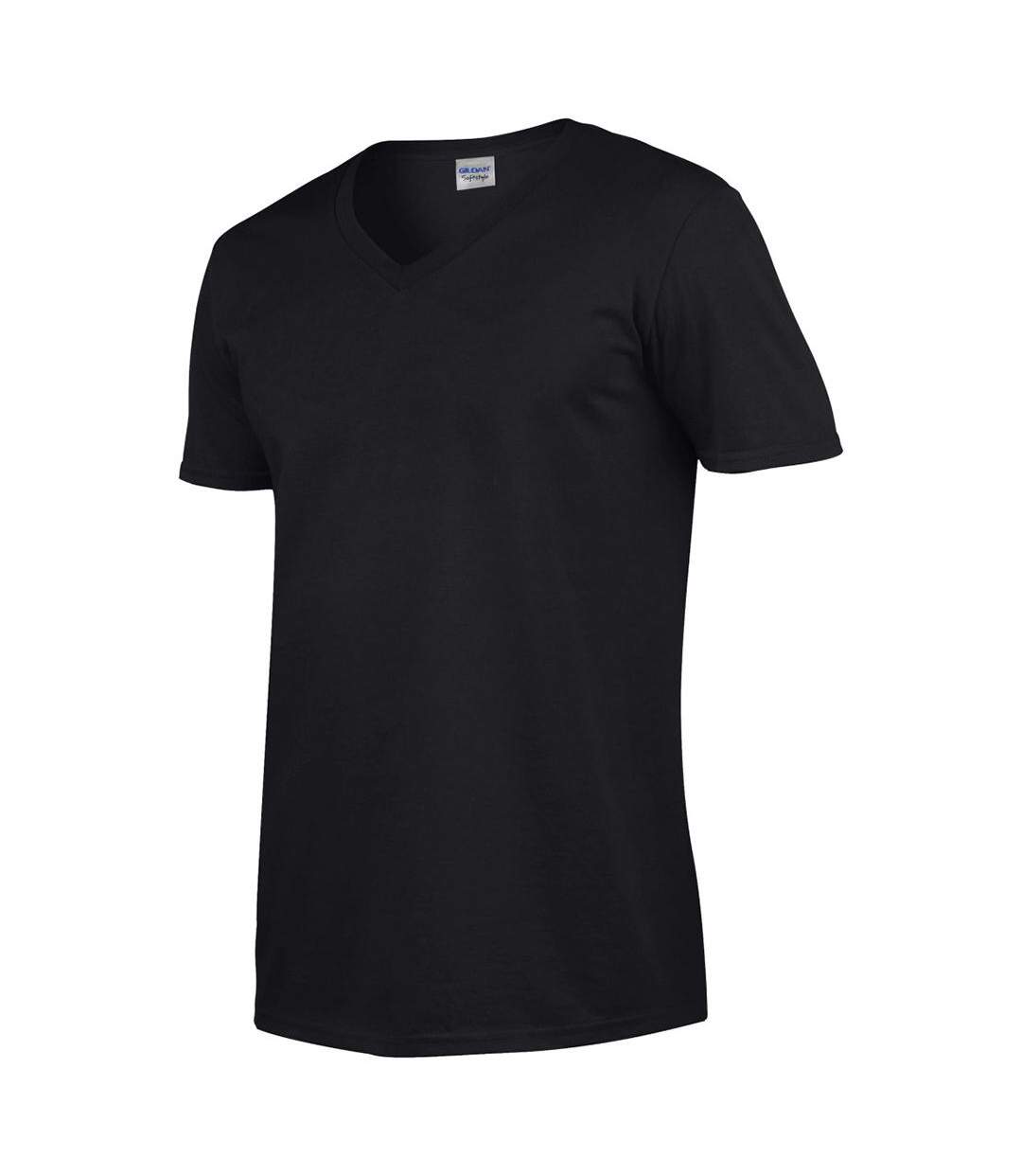 T-shirt À Manches Courtes Et Col En V Homme Noir Gildan-4