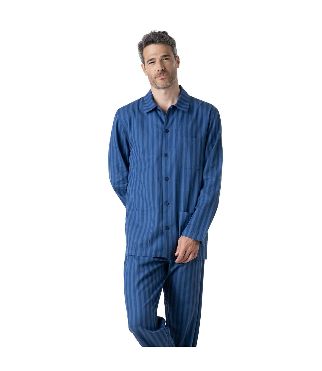 Pyjama long ouvert homme Popeline Eminence-1