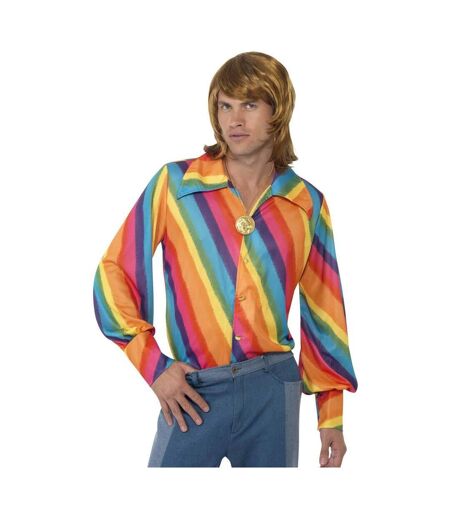 Unisex adult 1970s rainbow shirt multicoloured Smiffys