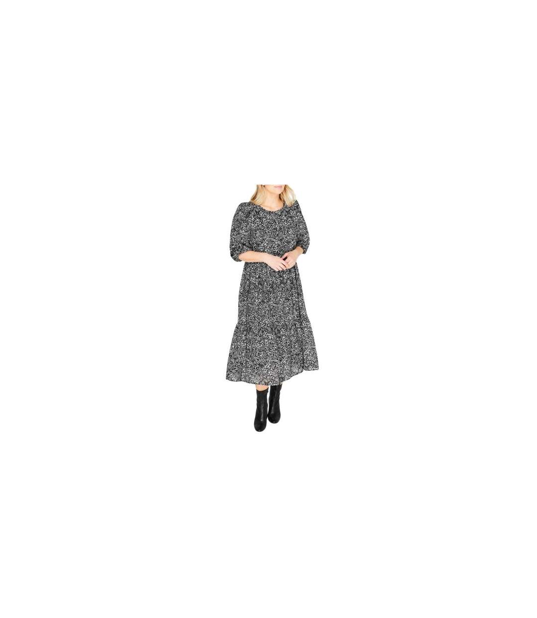 Robe Mi-longue Femme Femme Noir Imprimé Select-1