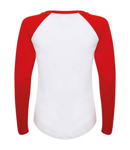 T-shirt femme blanc / rouge Skinni Fit