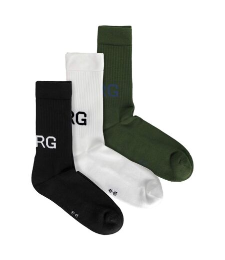 3 Pack Core Sport Ribbbed Top Crew Socks for Men