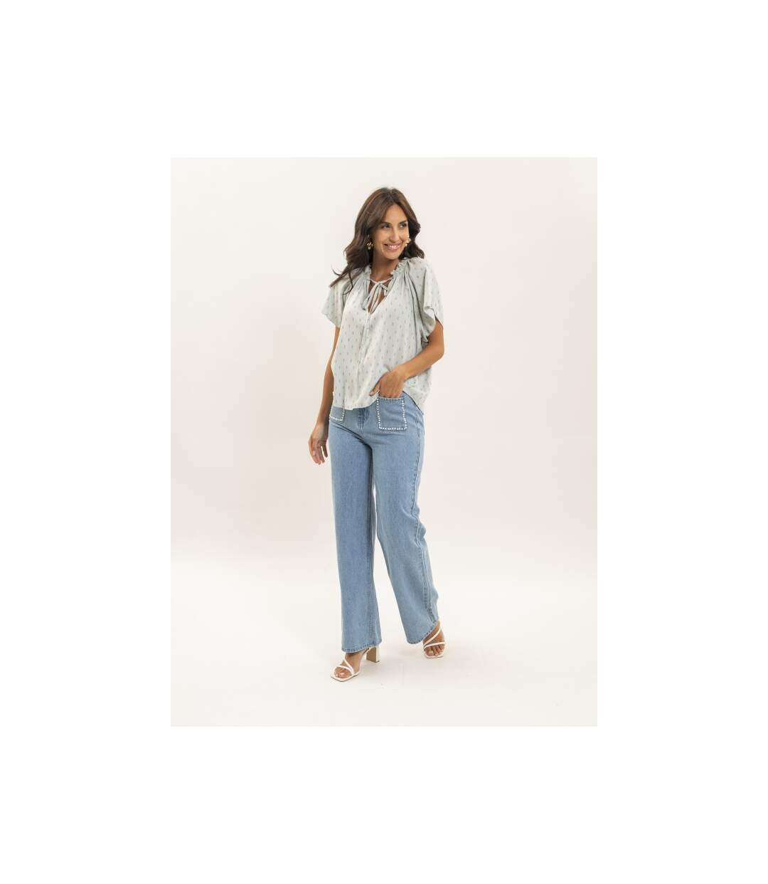 Blouse manches courtes motifs lurex FIKOL - Dona X Lisa-4