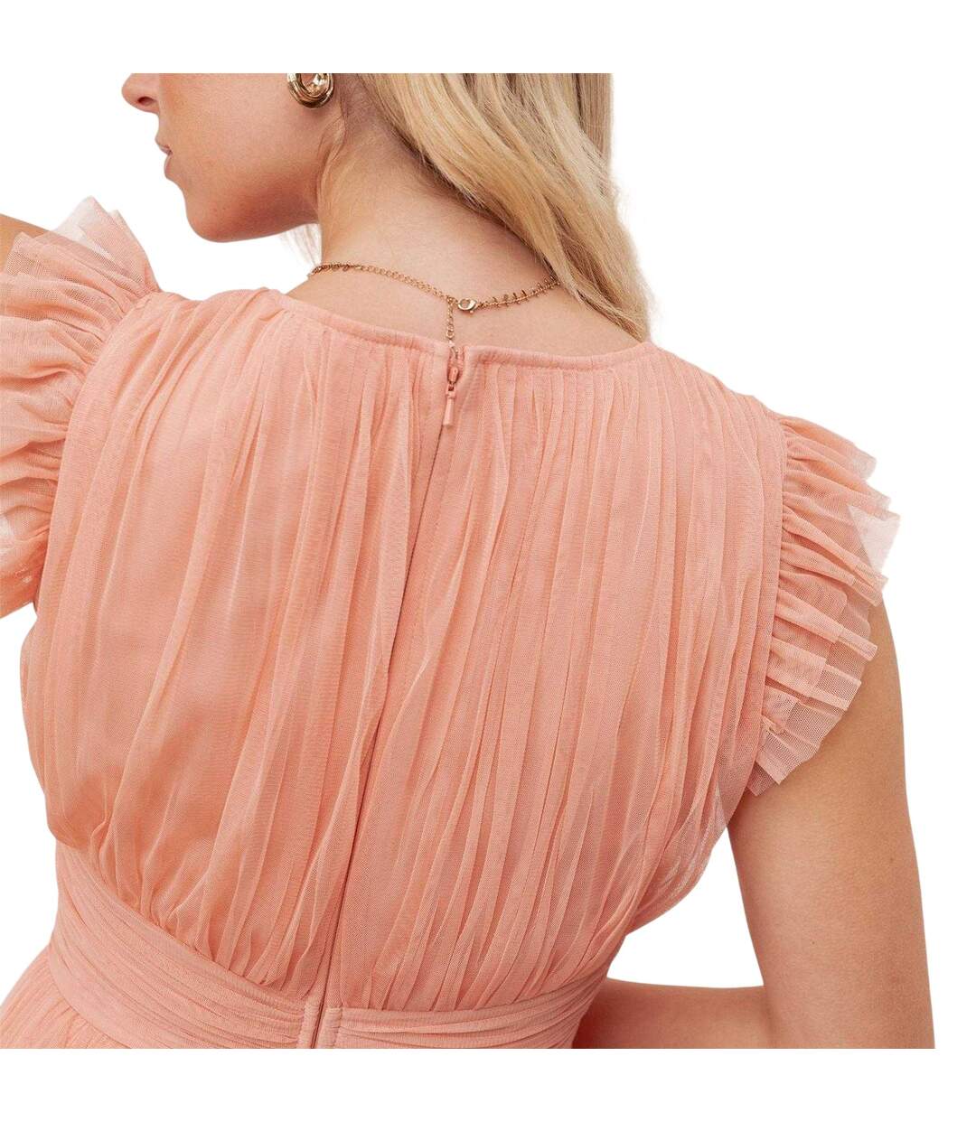 Robe Longue Manches Volantées Motif/style Cascade Femme Corail Anaya With Love-4