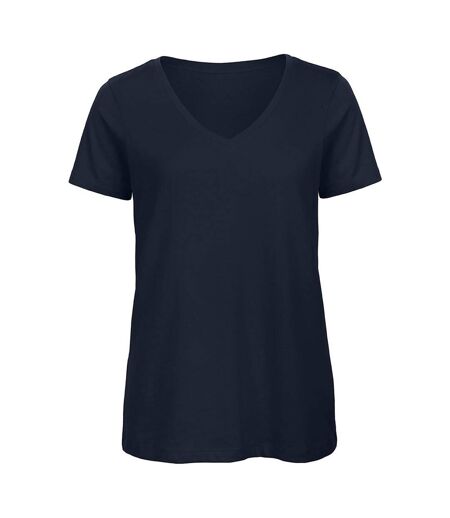 B&C Favourite - T-Shirt en coton bio à  col V - Femme (Bleu marine) - UTBC3642