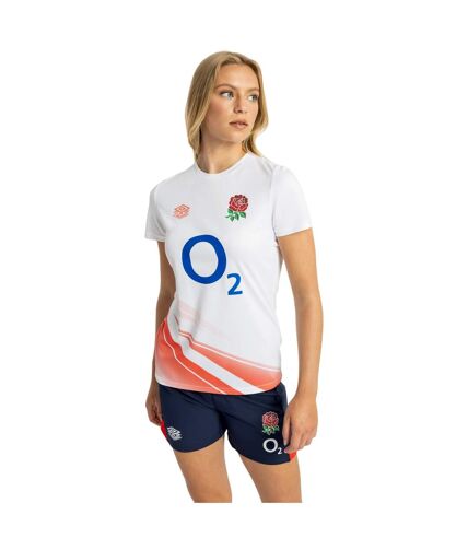 Umbro Womens/Ladies 23/24 England Red Roses Warm Up Jersey (Brilliant White/Hot Coral) - UTUO1517