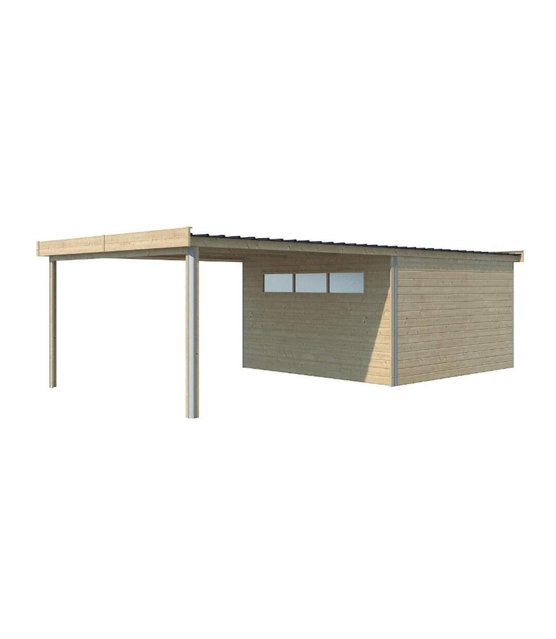 Chalet en bois profil aluminium contemporain avec extension 30.16 m² Sans option