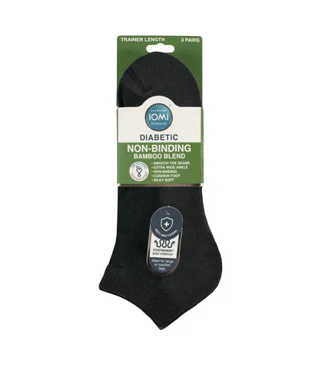 3 Pack Unisex Bamboo Diabetic Trainer Socks Soft Breathable Gentle Fit Everyday