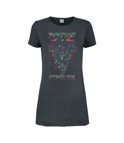 Womens/ladies Serpent Triangle Queens Of The Stone Age T-shirt Dress Charcoal Amplified