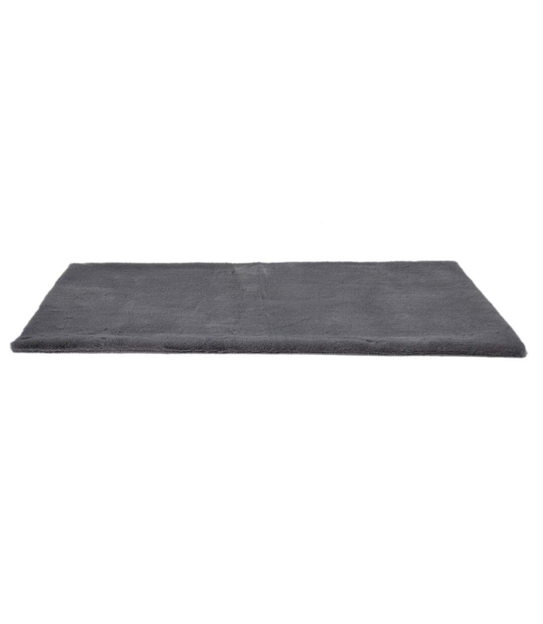 Tapis Imitation Fourrure Fin 60x110cm Gris-3