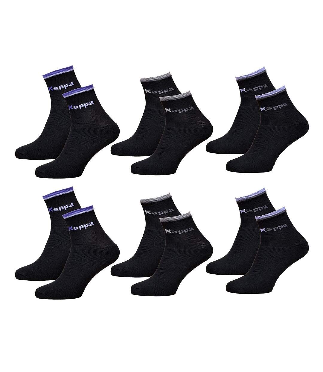 Chaussettes Femme KAPPA Modèle Tennis -Assortiment modèles photos selon arrivages- Pack de 6 Paires Tennis Noires-1