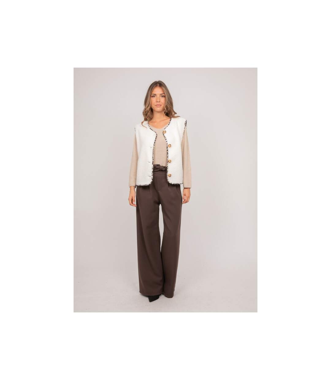 Gilet sans manches sherpa finitions léopard UMALIA - Dona X Lisa-4