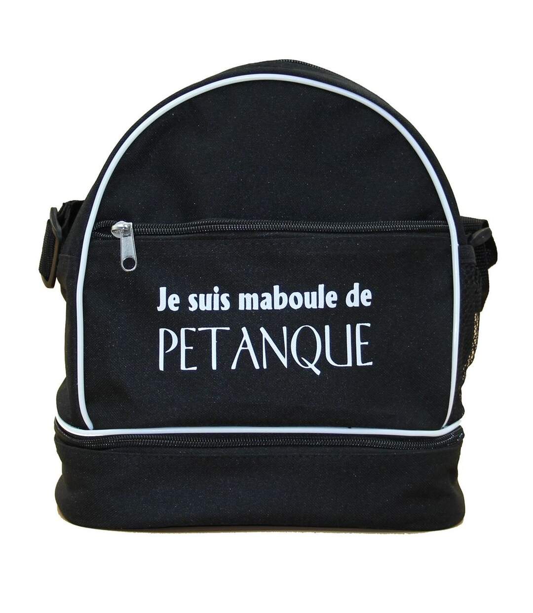 Sac bandoulière pour 3 boules de pétanque - Je suis maboule de pétanque - noir-1