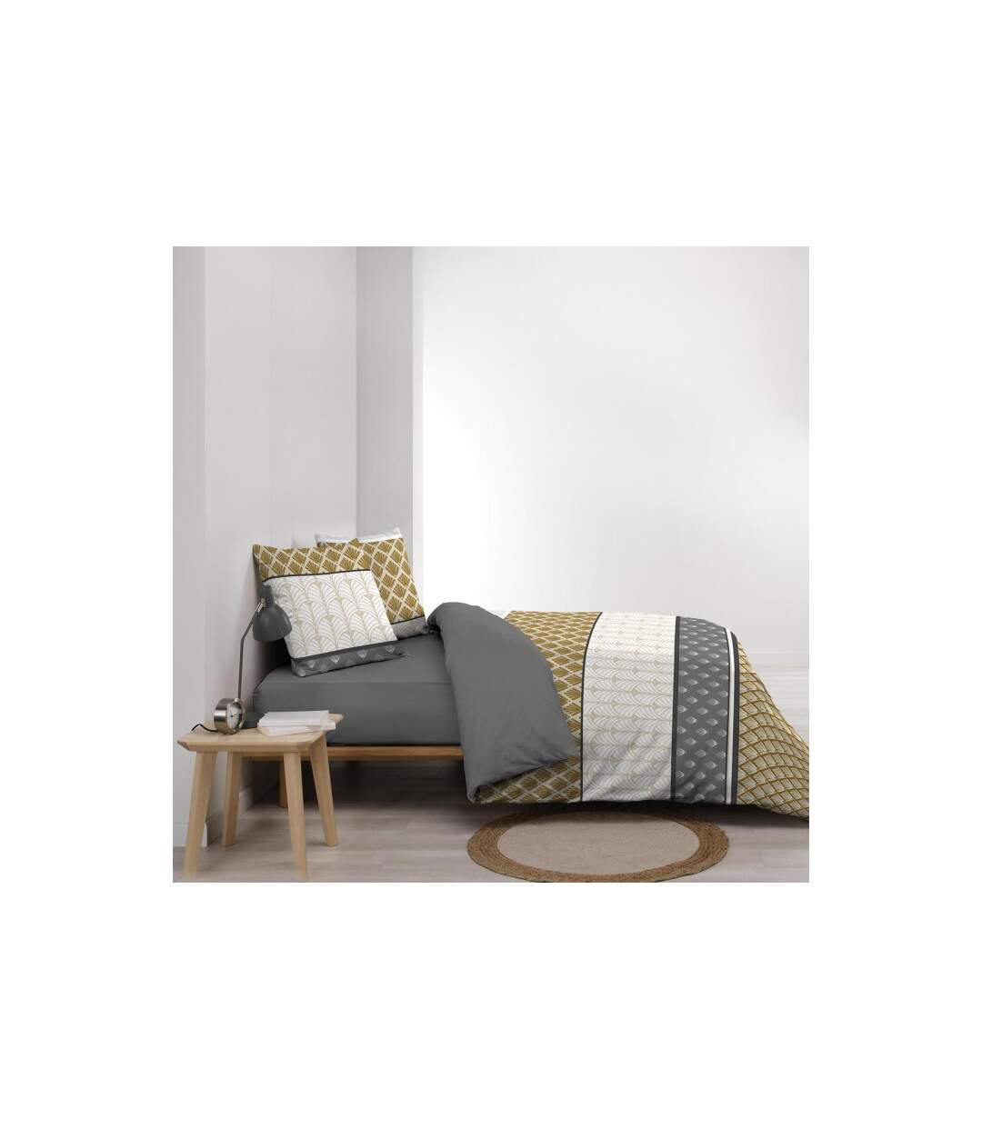 Parure de Lit 3 Pièces Stria 240x220cm Ocre-3
