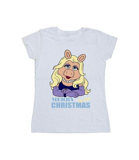 Disney Womens/Ladies Muppets Miss Piggy Queen of Holidays - T-shirt en coton (Blanc) - UTBI35189