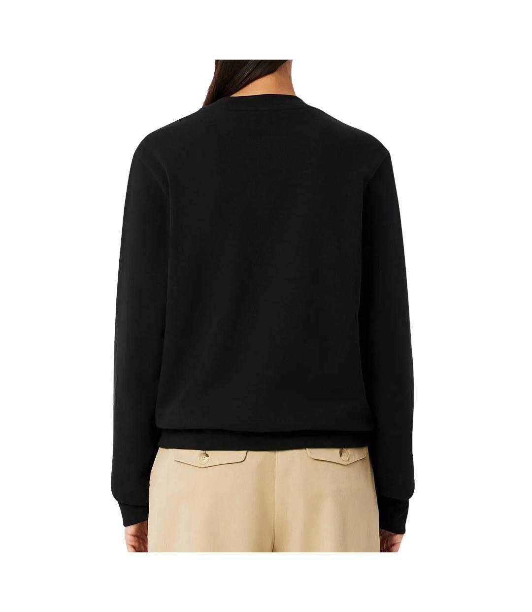 Sweat noir femme lacoste relaxed fit fleece crew neck-2