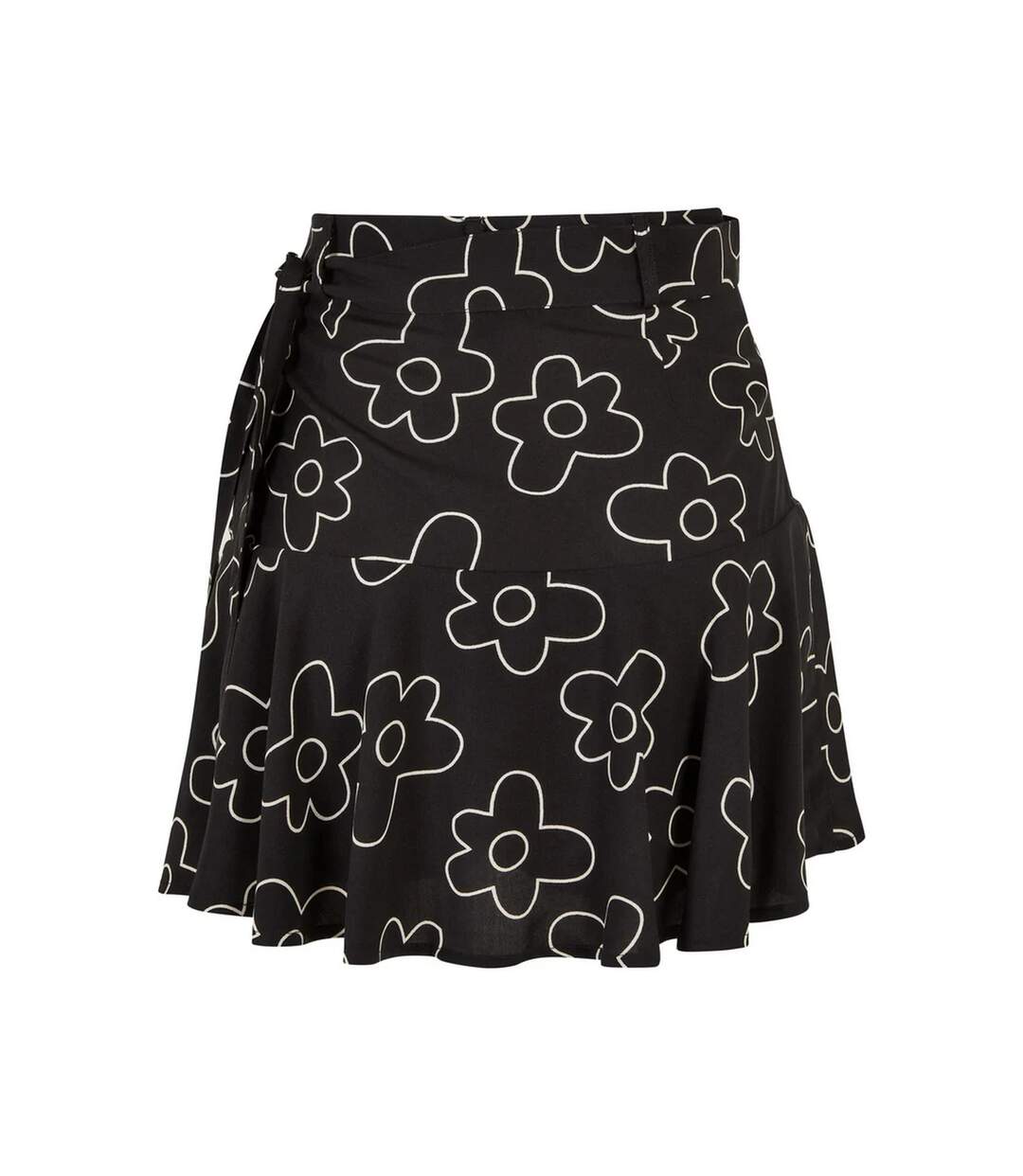 Womens/ladies Flower Mini Skort Black Urban Classics-2