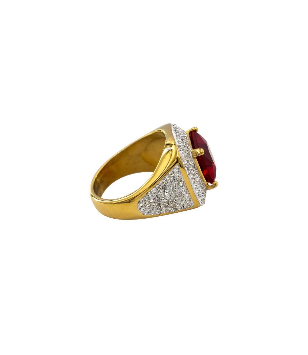 Bague de Femme en Acier Doré Ornée Zirconium-3